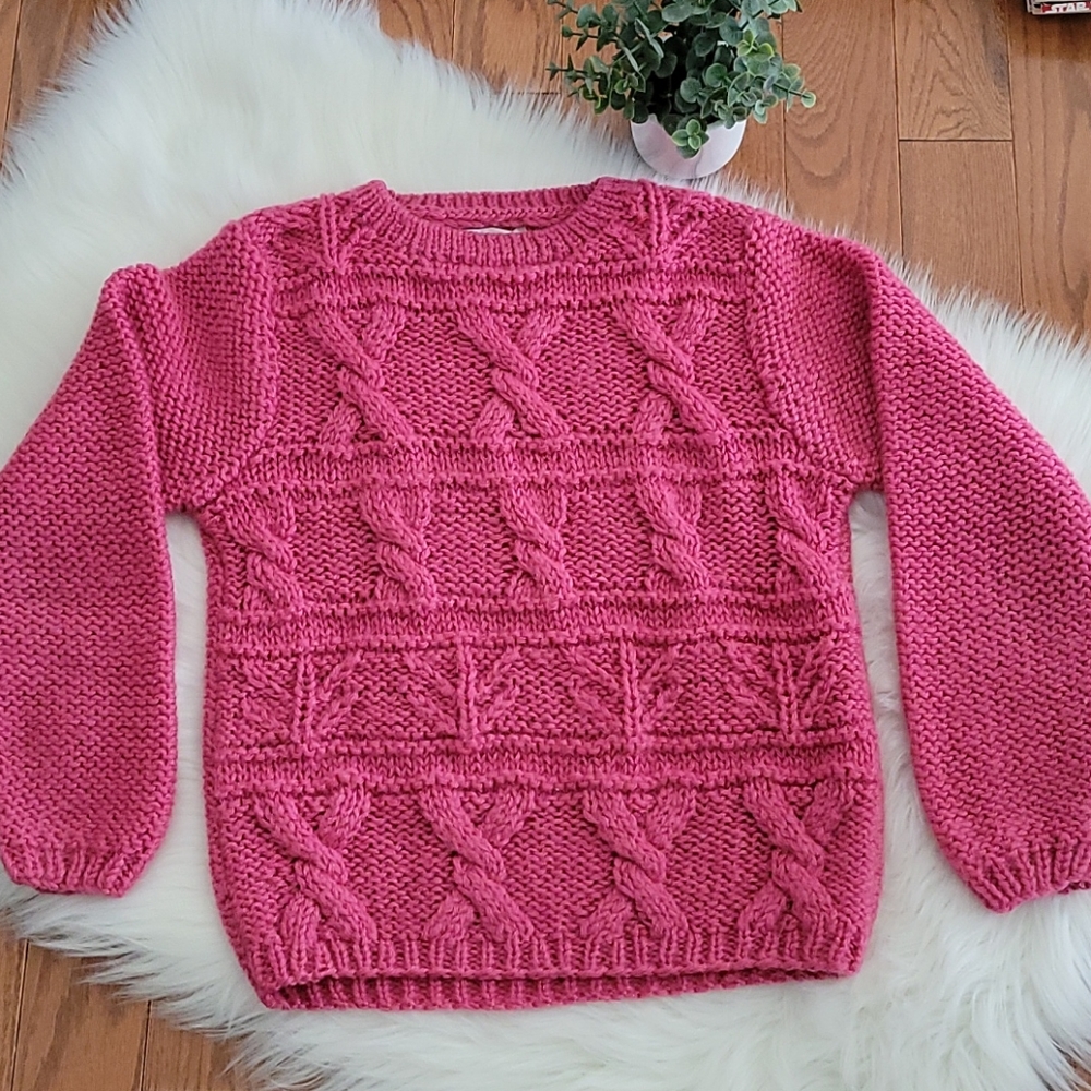 Vintage evian hand knit cable sweater